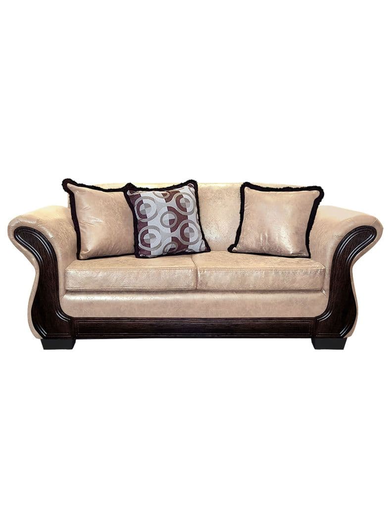 Sofa Con Resorte Estructural 3 Cuerpos Finis Envejecido Beige