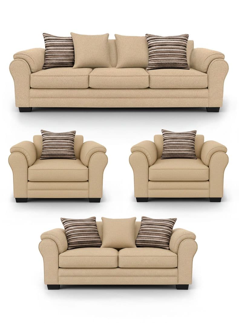 Living 9 Cuerpos 4+3+1+1 XL Con Resorte Estructural Grandon Chenille Beige