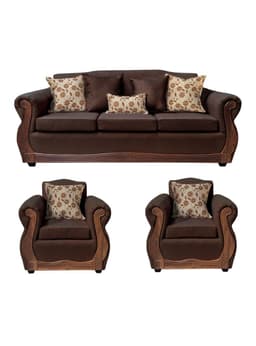 Living Con Resorte Estructural 6 Cuerpos 4+1+1 Gran Santi Chenille X Cafe Oscuro