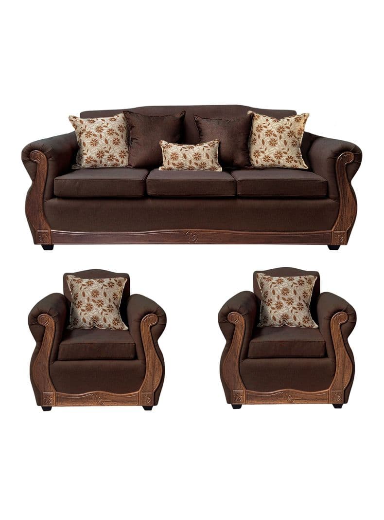Living Con Resorte Estructural 6 Cuerpos 4+1+1 Gran Santi Chenille X Cafe Oscuro
