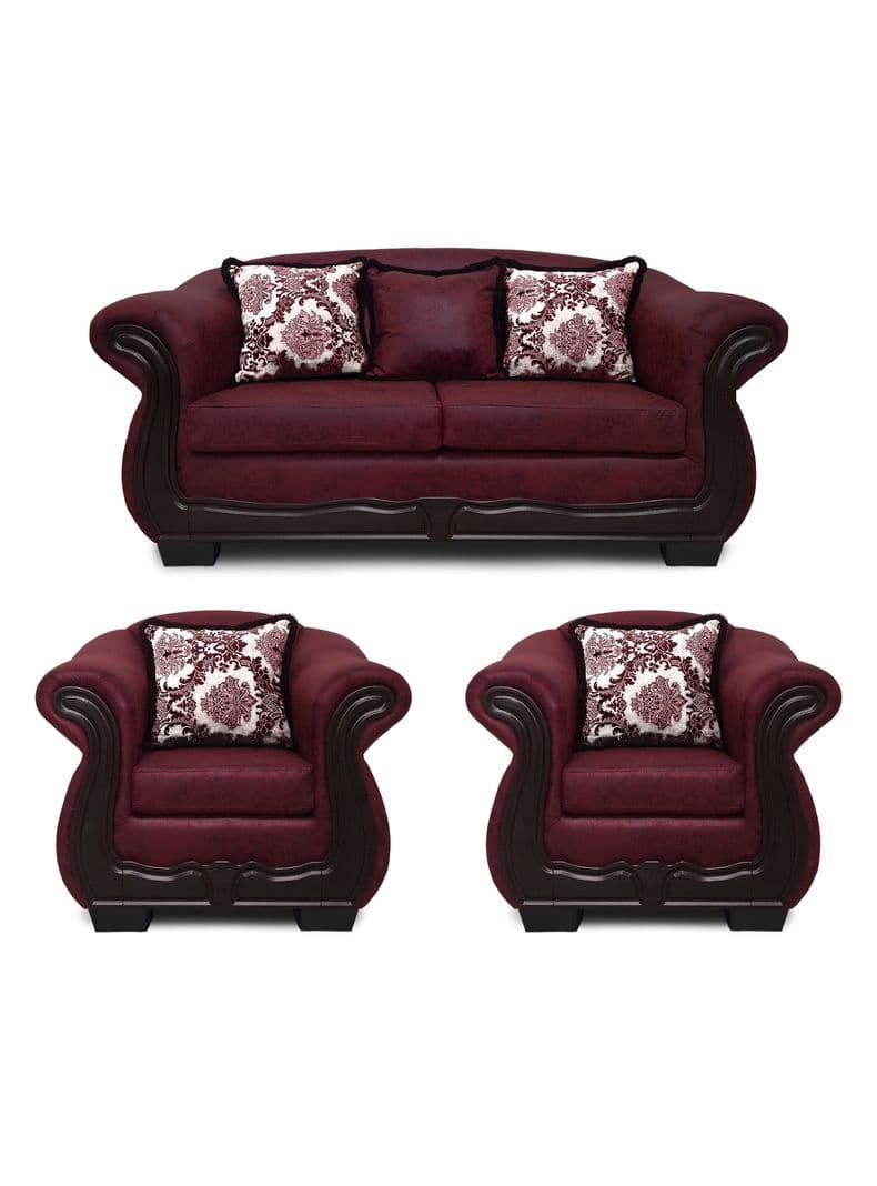 Living Con Resorte Estructural 5 Cuerpos 3+1+1 Grand Bufalo Envejecido Burdeo Version PREMIUM