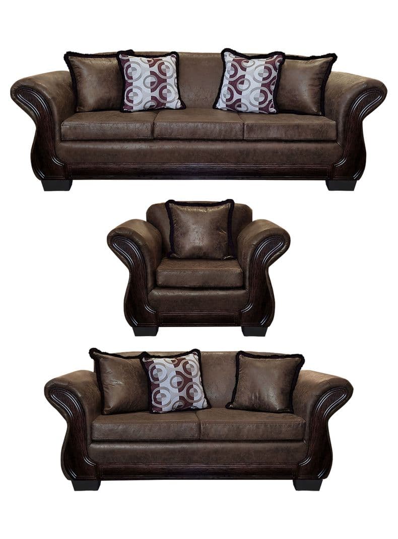 Living Con Resorte Estructural 8 Cuerpos 4+3+1 Finis Envejecido Cafe Oscuro