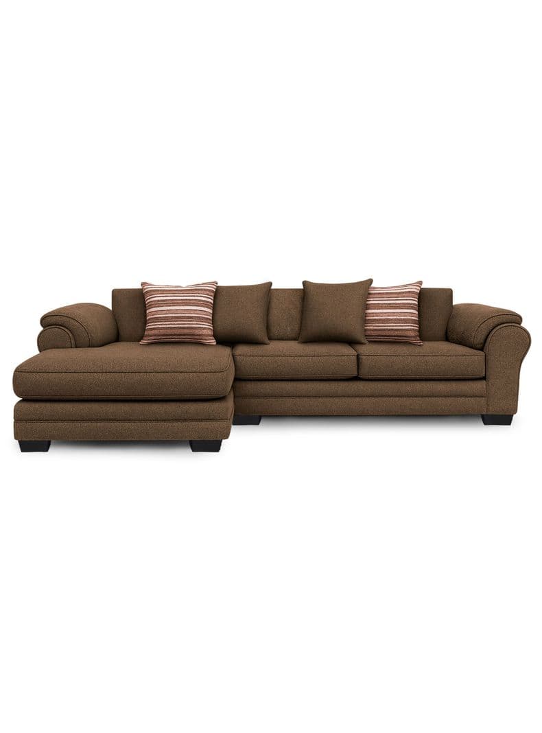 Sofa Seccional Izquierdo 5 Cuerpos XL Con Resorte Estructural Grandon Chenille Cafe