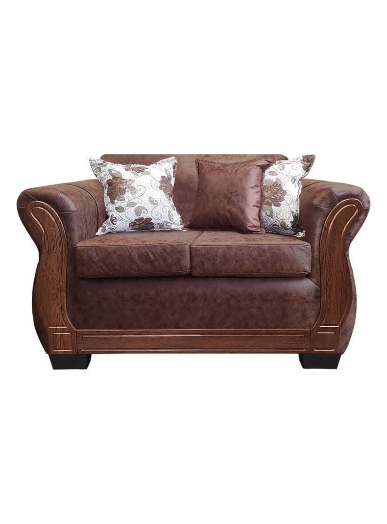 Sofa Con Resorte Estructural 2 Cuerpos Lisbon Envejecido X Cafe Oscuro
