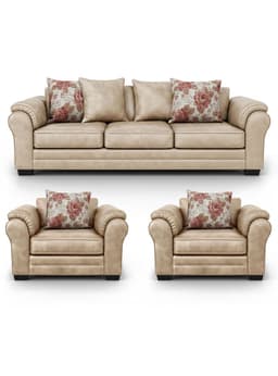Living 6 Cuerpos 4+1+1 XL Con Resorte Estructural Grandon Envejecido Beige