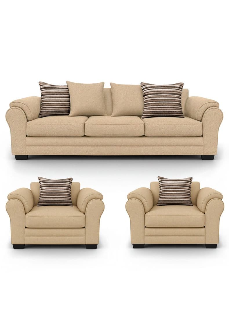Living 6 Cuerpos 4+1+1 XL Con Resorte Estructural Grandon Chenille Beige