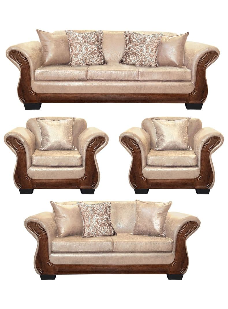 Living Con Resorte Estructural 9 Cuerpos 4+3+1+1 Finis Envejecido X Beige