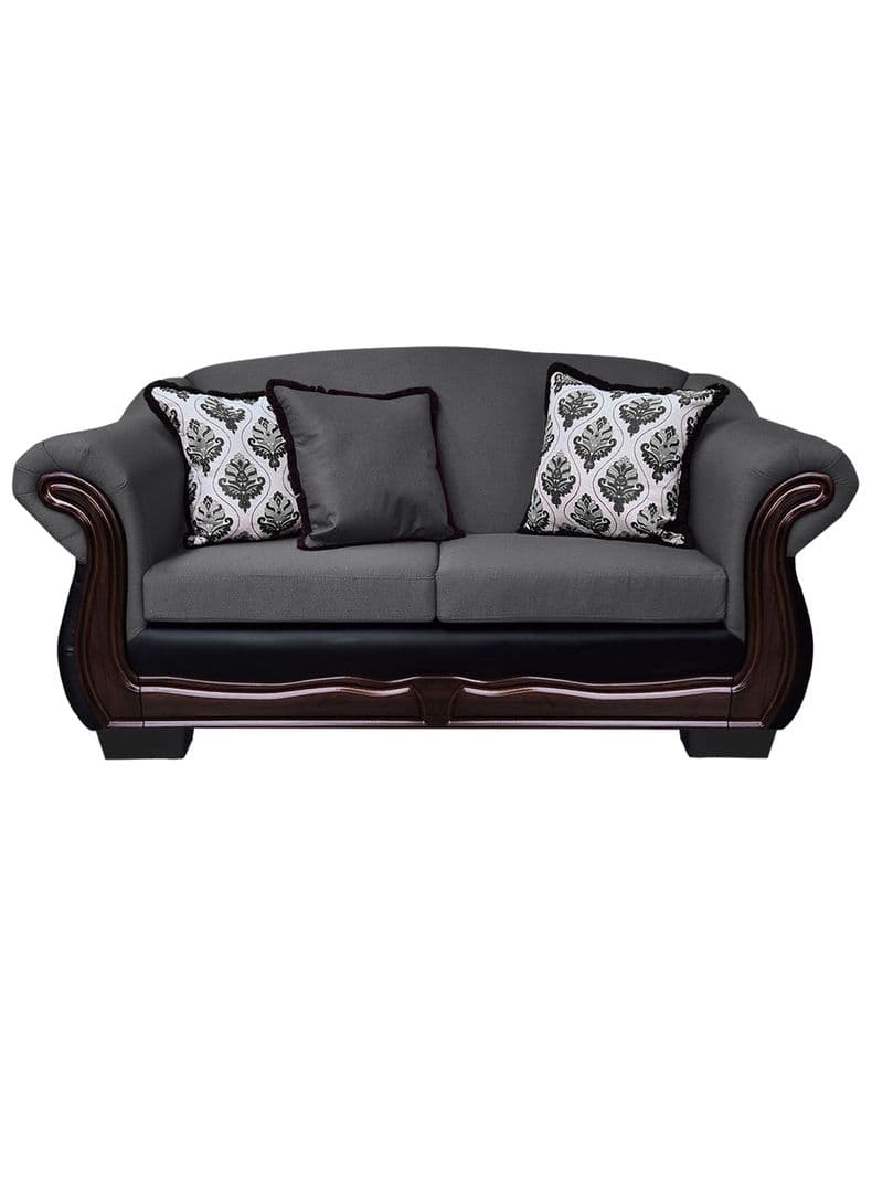 Sofa Con Resorte Estructural 3 Cuerpos Bufalo Chenille+PU Gris