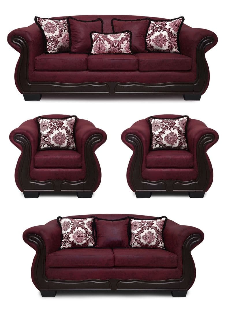 Living Con Resorte Estructural 9 Cuerpos 4+3+1+1 Grand Bufalo Envejecido Burdeo Version PREMIUM