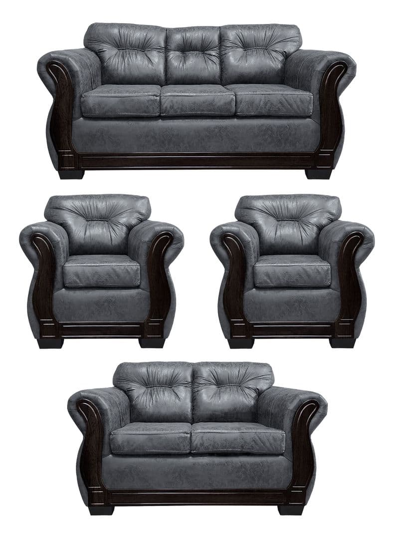 Living Con Respaldo Confortable 7 Personas Taurus 3+2+1+1 Envejecido Gris
