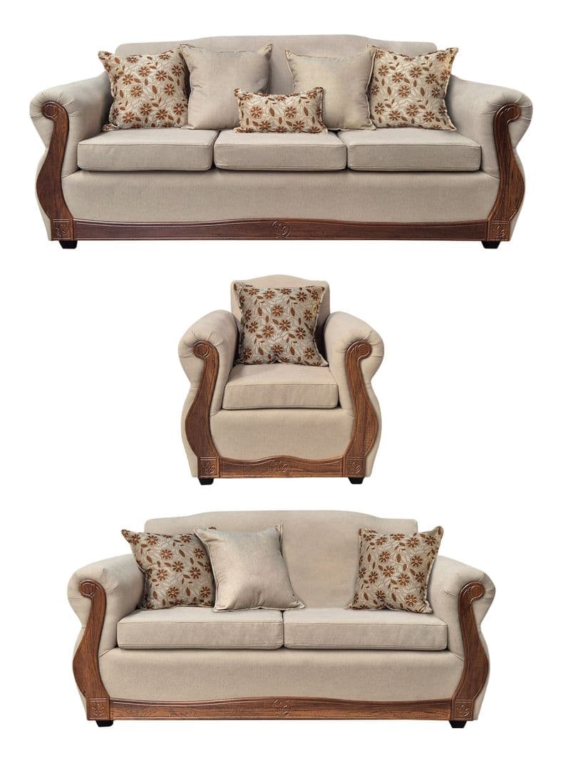 Living Con Resorte Estructural 8 Cuerpos 4+3+1 Gran Santi Chenille X Beige