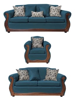 Living Con Resorte Estructural 8 Cuerpos 4+3+1 Gran Santi Chenille X Azul Petroleo