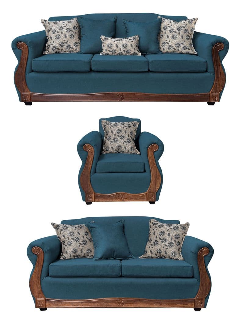 Living Con Resorte Estructural 8 Cuerpos 4+3+1 Gran Santi Chenille X Azul Petroleo