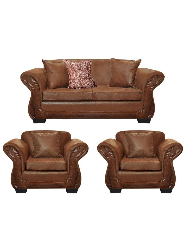 Living Con Resorte Estructural 5 Cuerpos 3+1+1 Finis Envejecido X Terracota