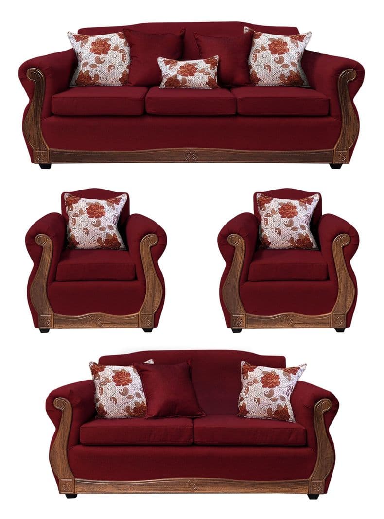 Living Con Resorte Estructural 9 Cuerpos 4+3+1+1 Gran Santi Chenille X Rojo