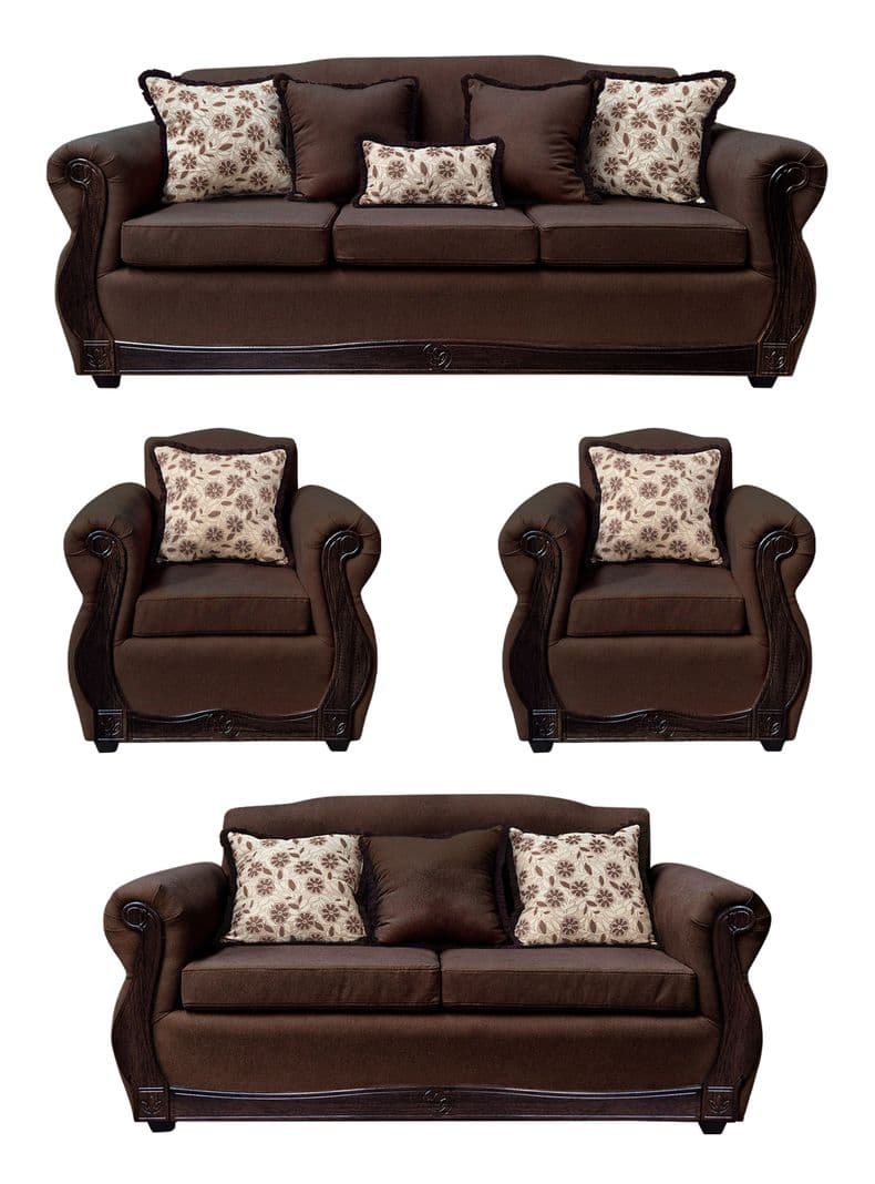 Living Con Resorte Estructural 9 Cuerpos 4+3+1+1 Gran Santi Chenille Cafe Oscuro