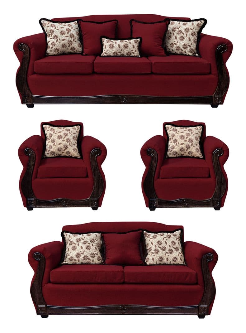 Living Con Resorte Estructural 9 Cuerpos 4+3+1+1 Gran Santi Chenille Rojo
