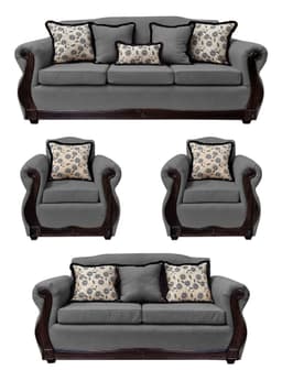 Living Con Resorte Estructural 9 Cuerpos 4+3+1+1 Gran Santi Chenille Gris