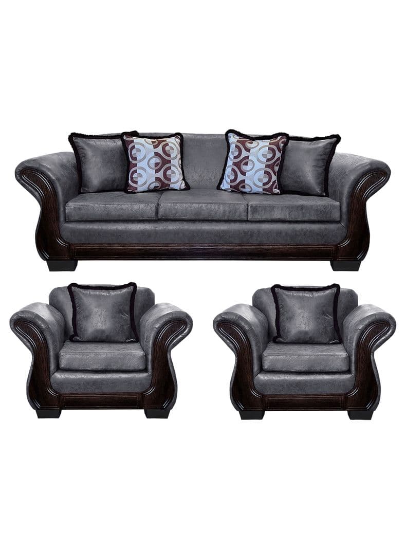Living Con Resorte Estructural 6 Cuerpos 4+1+1 Finis Envejecido Gris