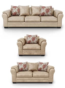 Living 8 Cuerpos 4+3+1 XL Con Resorte Estructural Grandon Envejecido Beige