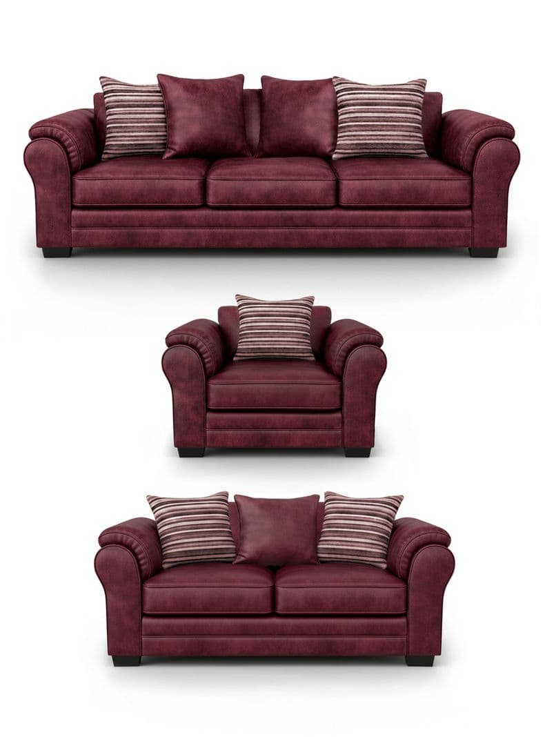 Living 8 Cuerpos 4+3+1 XL Con Resorte Estructural Grandon Envejecido Burdeo