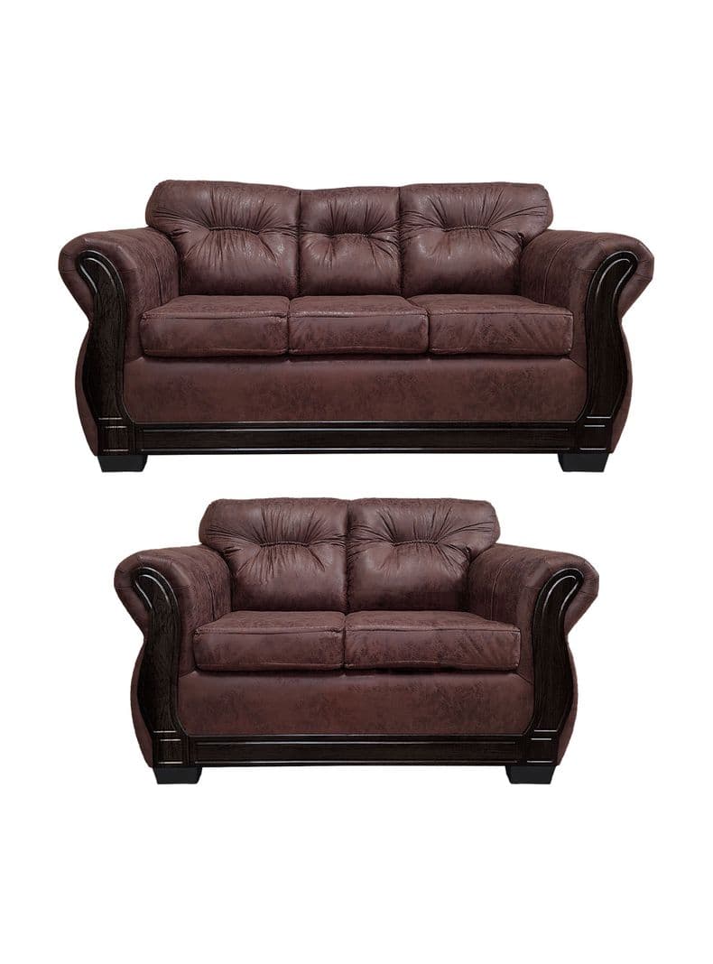 Living Con Respaldo Confortable 5 Personas Taurus 3+2 Envejecido Cafe Oscuro