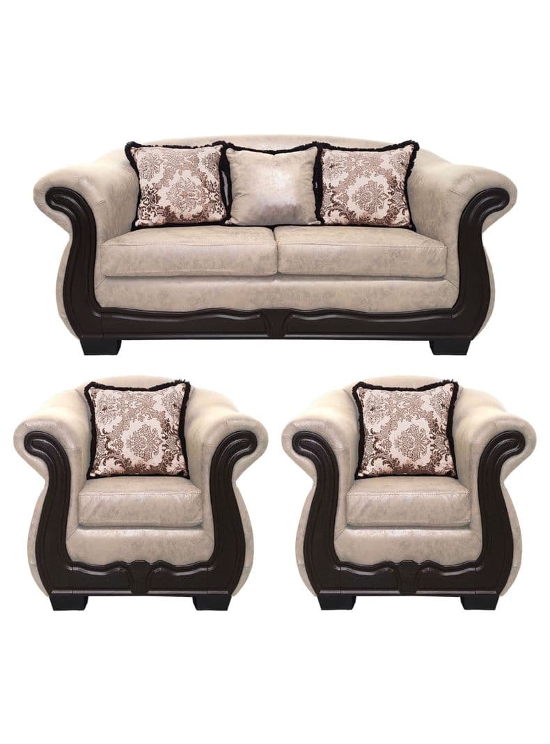 Living Con Resorte Estructural 5 Cuerpos 3+1+1 Grand Bufalo Envejecido Version PREMIUM Beige