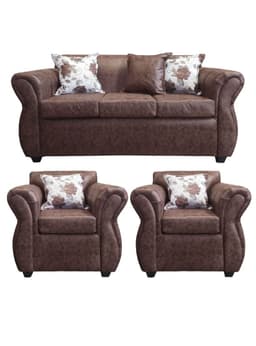 Living Con Resorte Estructural 5 Cuerpos 3+1+1 York Envejecido Cafe Oscuro