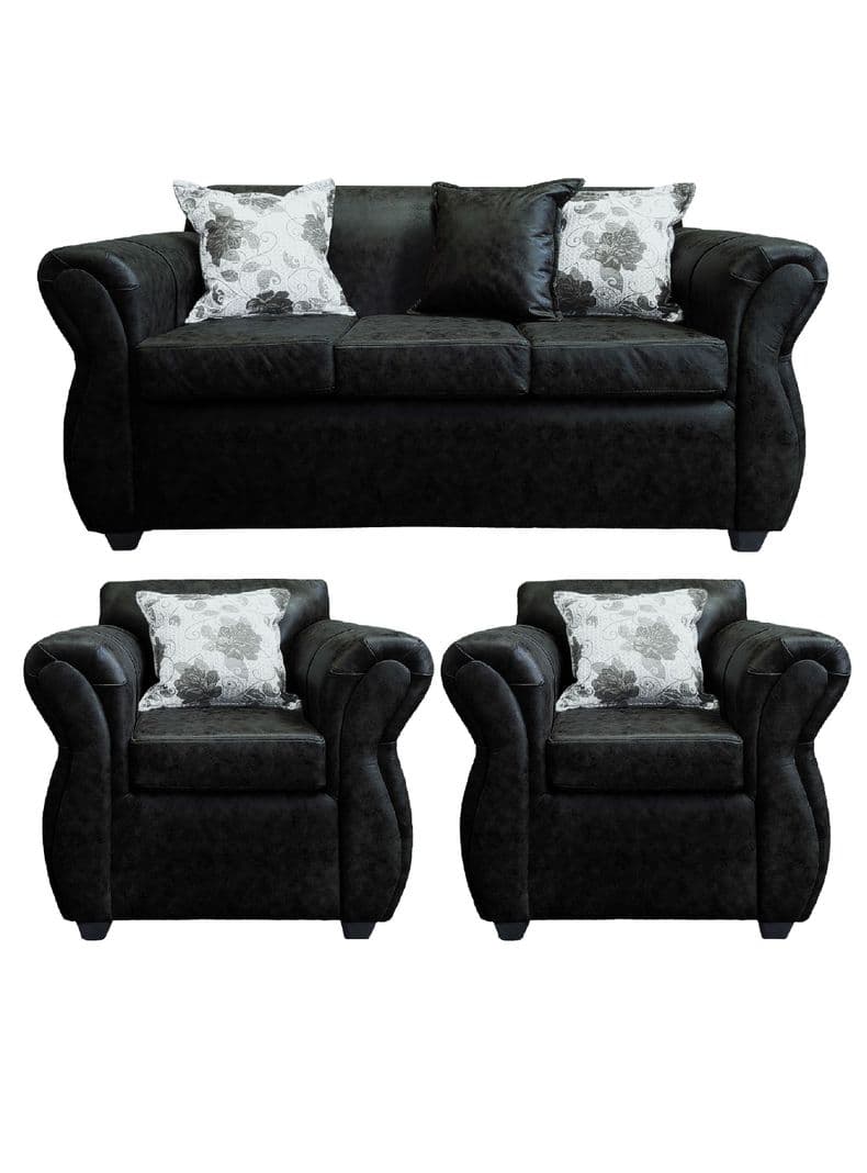 Living Con Resorte Estructural 5 Cuerpos 3+1+1 York Envejecido Negro