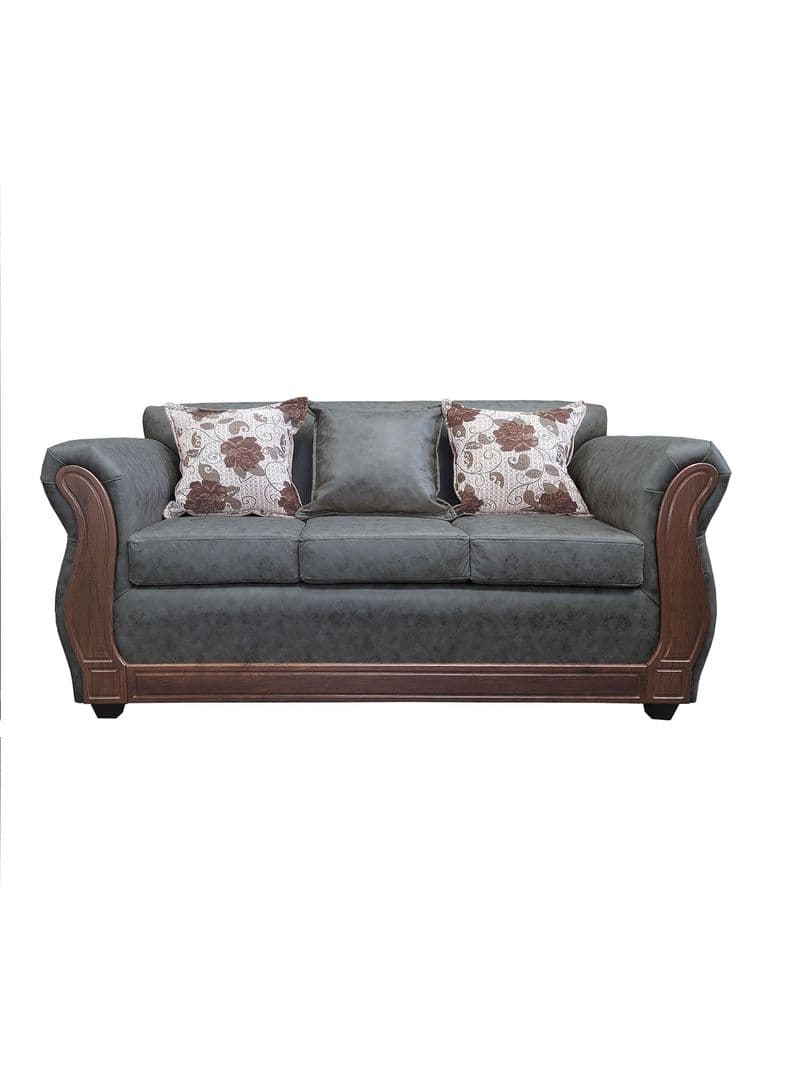 Sofa Con Resorte Estructural 3 Cuerpos Eleonor Envejecido X Gris Oscuro