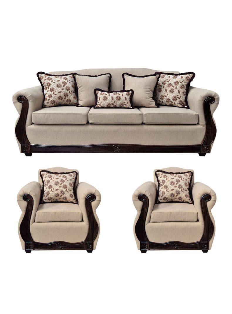 Living Con Resorte Estructural 6 Cuerpos 4+1+1 Gran Santi Chenille Beige