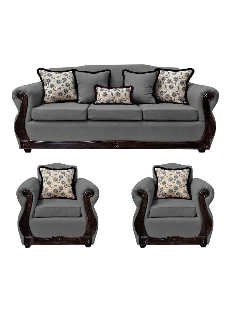Living Con Resorte Estructural 6 Cuerpos 4+1+1 Gran Santi Chenille Gris