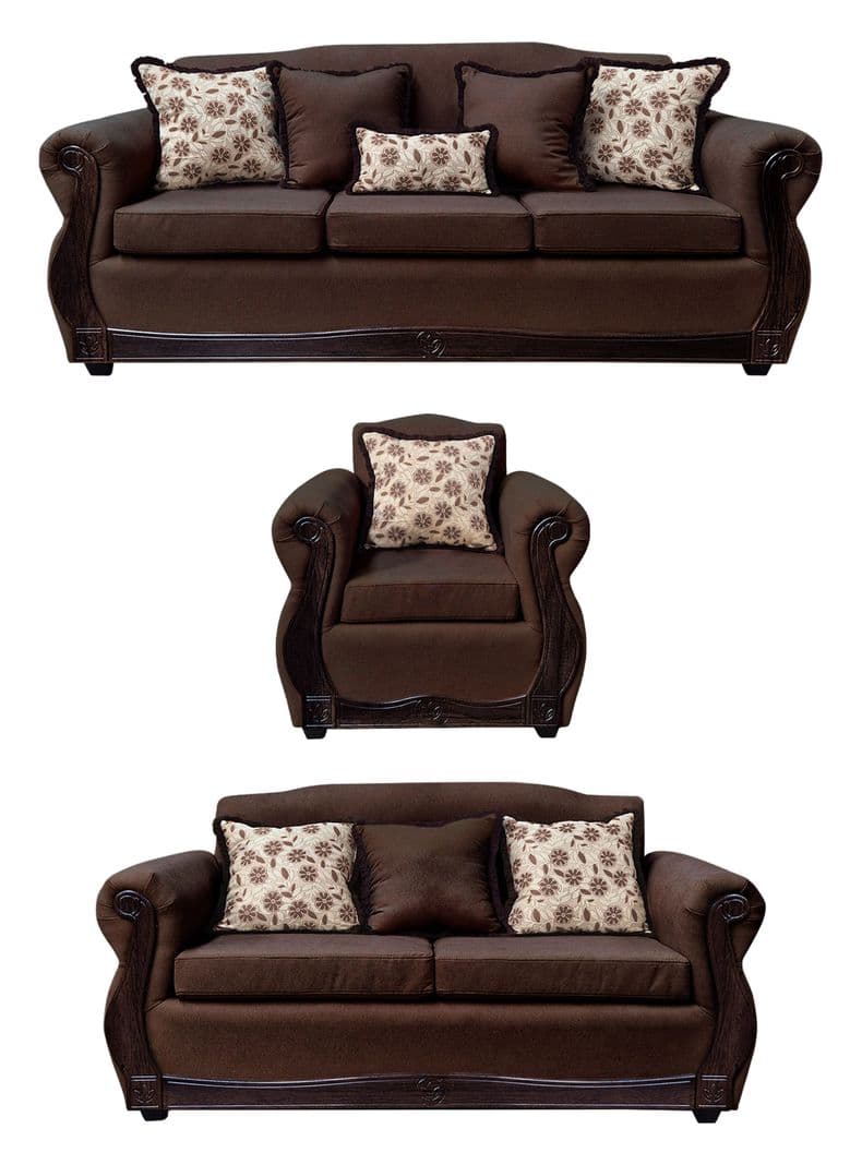 Living Con Resorte Estructural 8 Cuerpos 4+3+1 Gran Santi Chenille Cafe Oscuro
