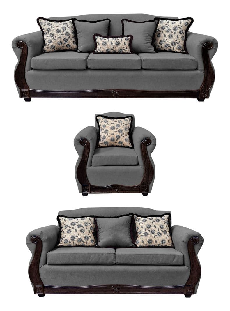 Living Con Resorte Estructural 8 Cuerpos 4+3+1 Gran Santi Chenille Gris