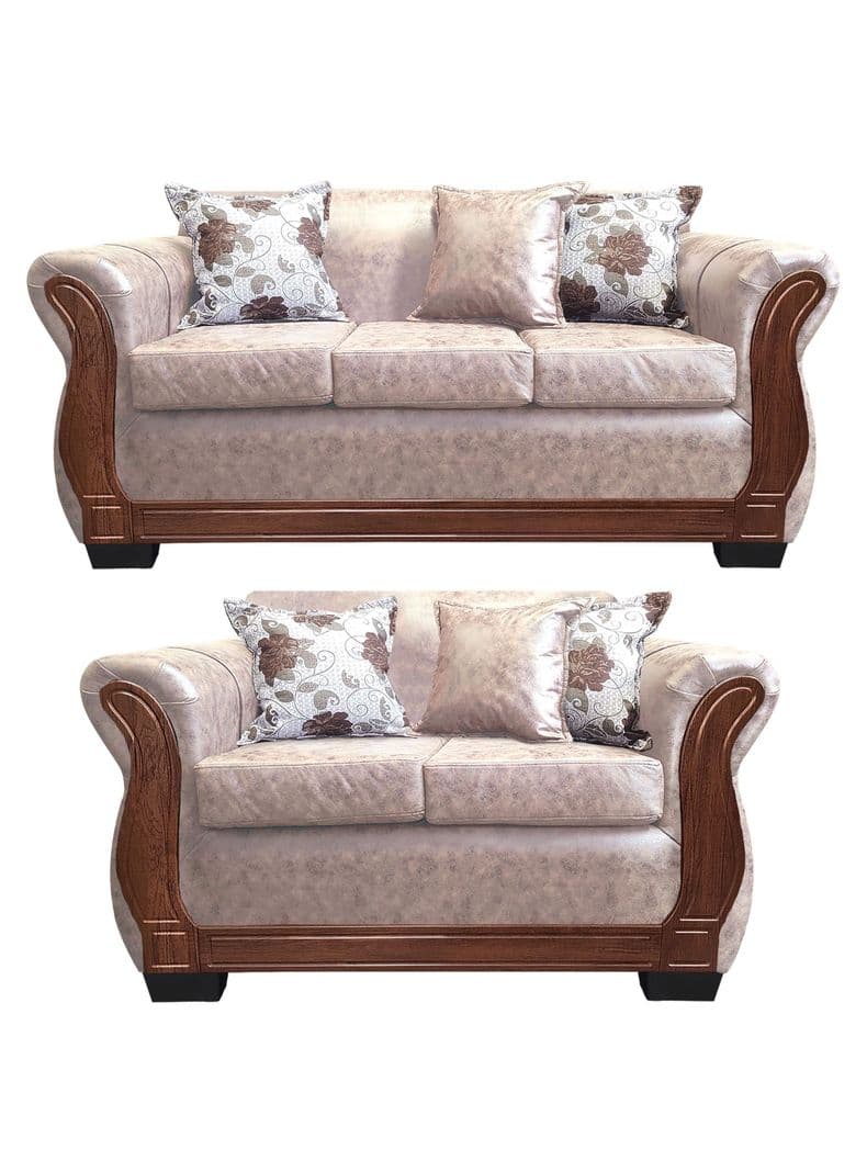 Living Con Resorte Estructural 5 Cuerpos 3+2 Lisbon Envejecido X Beige