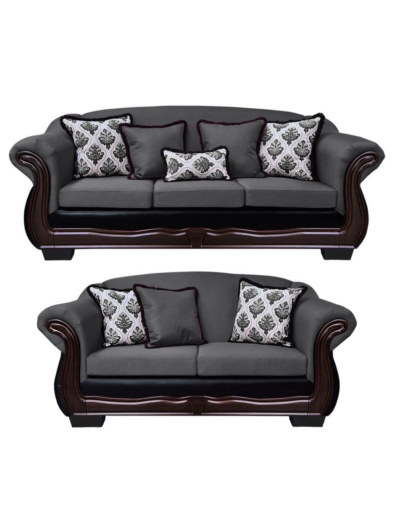 Living Con Resorte Estructural 7 Cuerpos Bufalo 4+3 Chenille+PU Gris