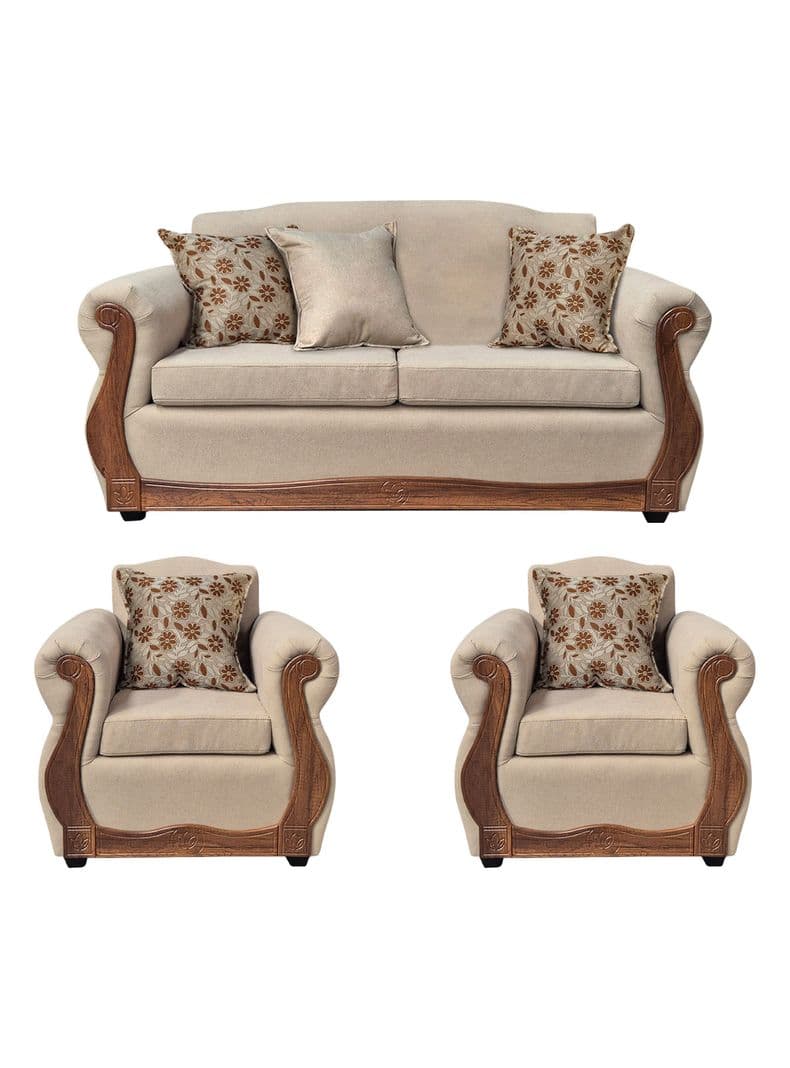 Living Con Resorte Estructural 5 Cuerpos 3+1+1 Gran Santi Chenille X Beige