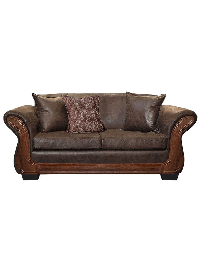 Sofa Con Resorte Estructural 3 Cuerpos Finis Envejecido X Cafe Oscuro