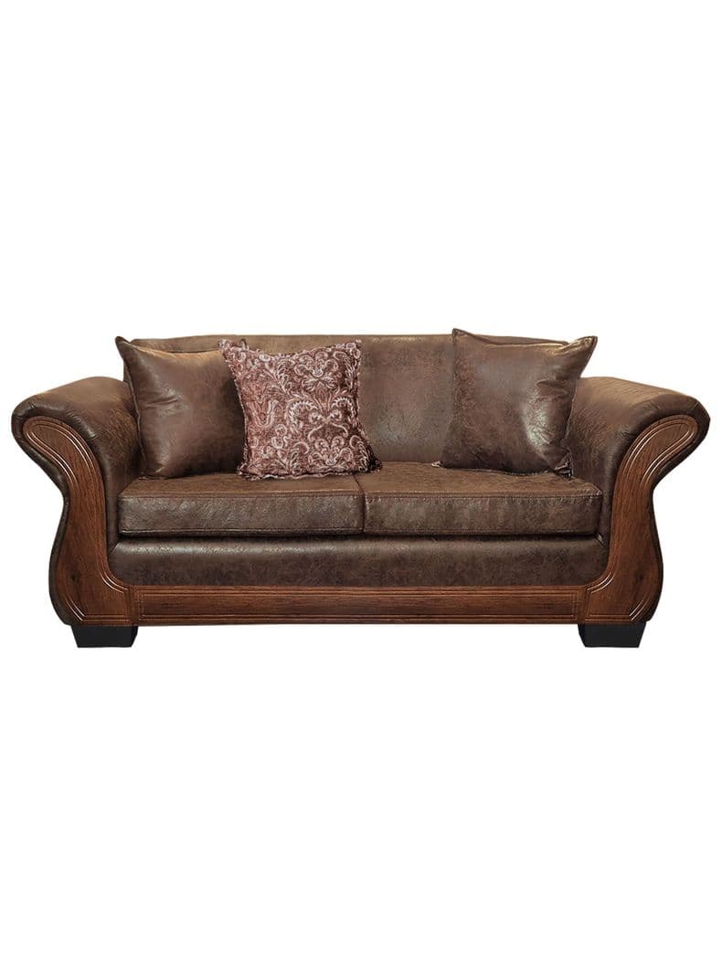 Sofa Con Resorte Estructural 3 Cuerpos Finis Envejecido X Cafe Claro