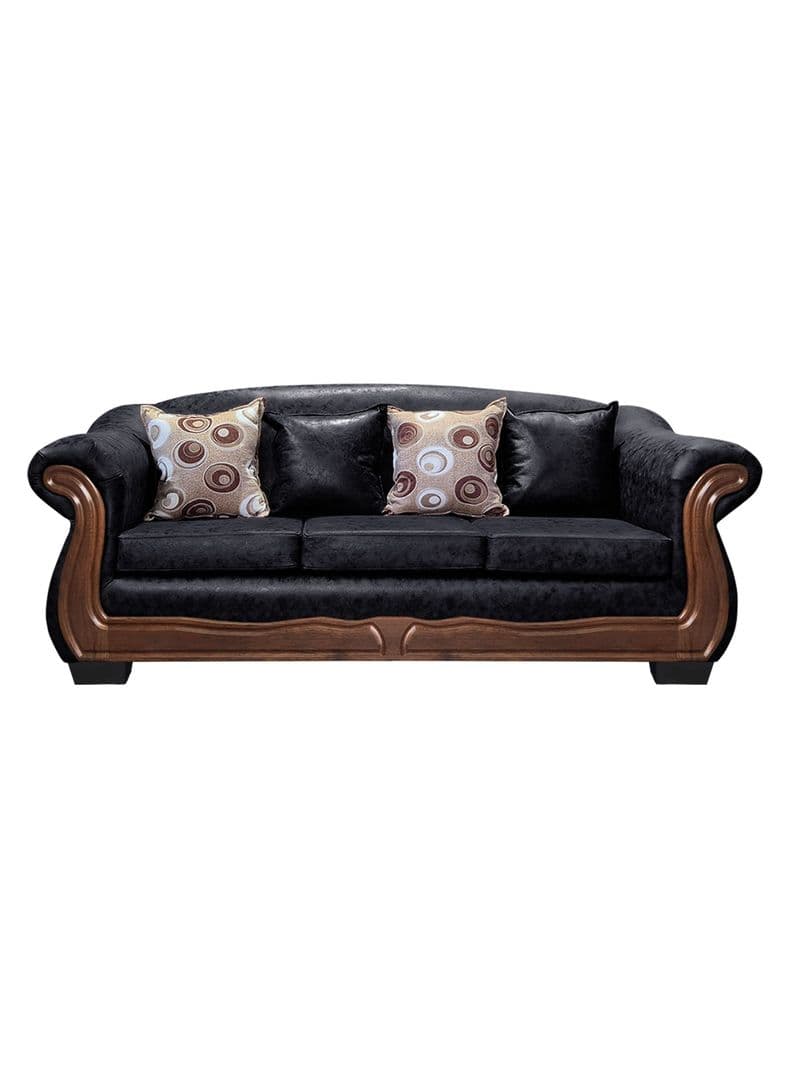 Sofa Con Resorte Estructural 4 Personas Bufalo Envejecido X Negro