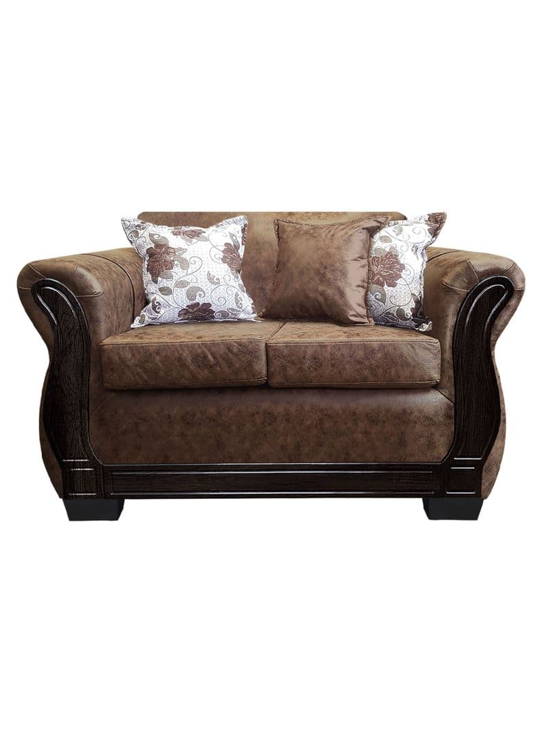 Sofa Con Resorte Estructural 2 Cuerpos Lisbon Envejecido Cafe Claro