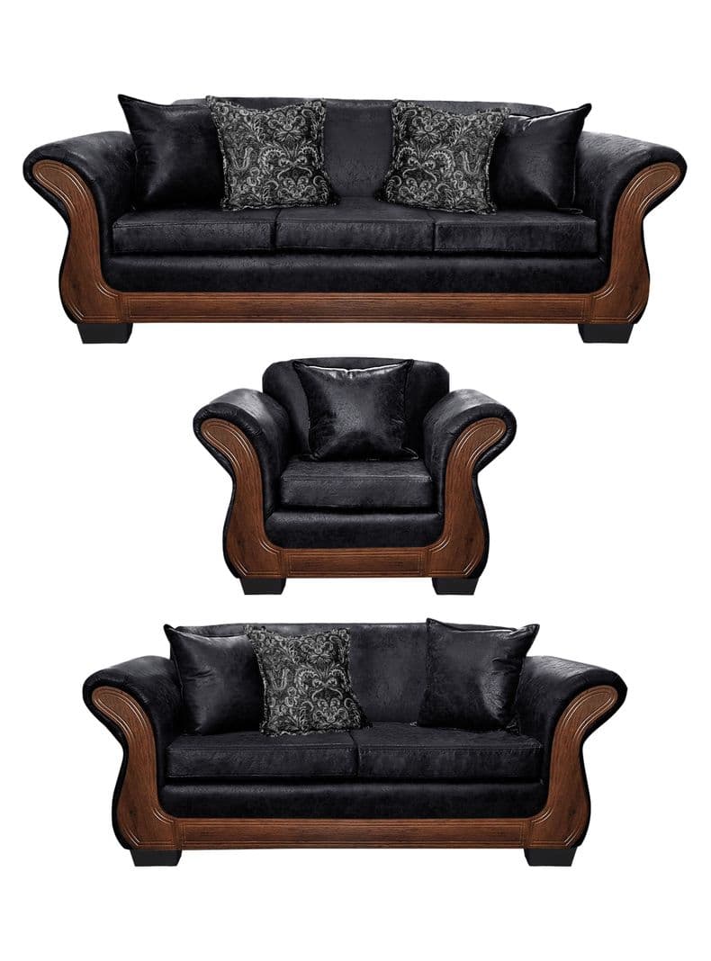 Living Con Resorte Estructural 8 Cuerpos 4+3+1 Finis Envejecido X Negro