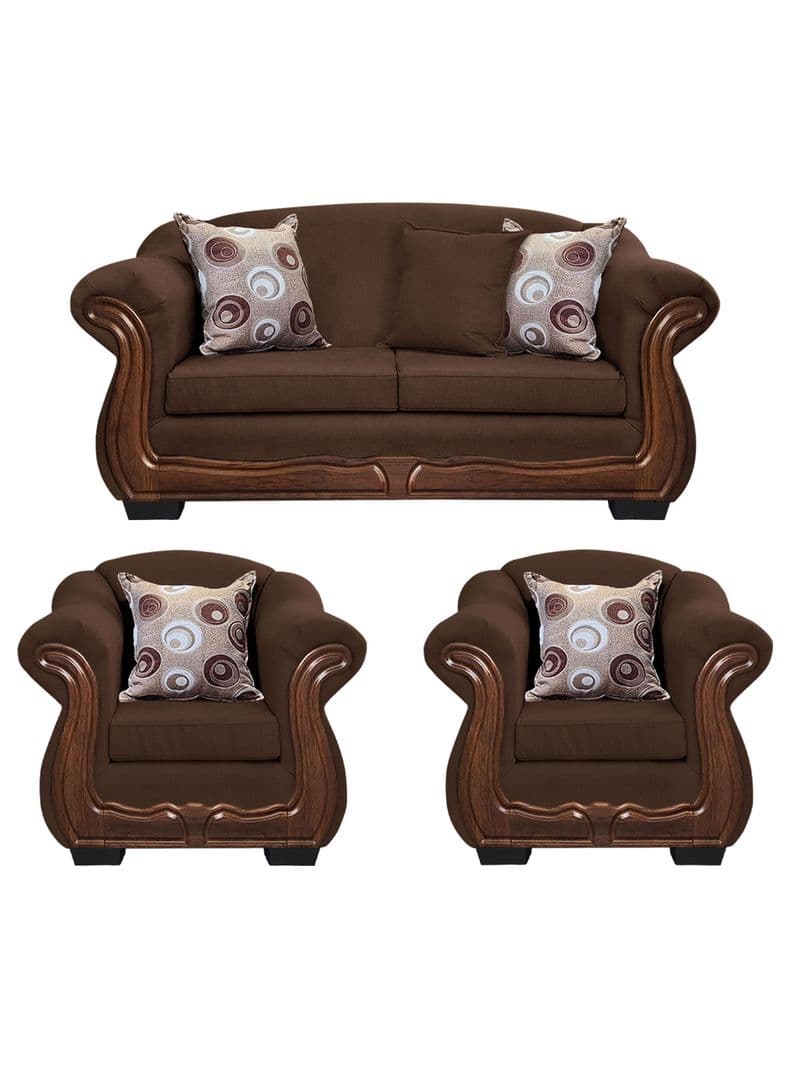 Living Con Resorte Estructural 5 Cuerpos Bufalo 3+1+1 Chenille X Cafe Oscuro