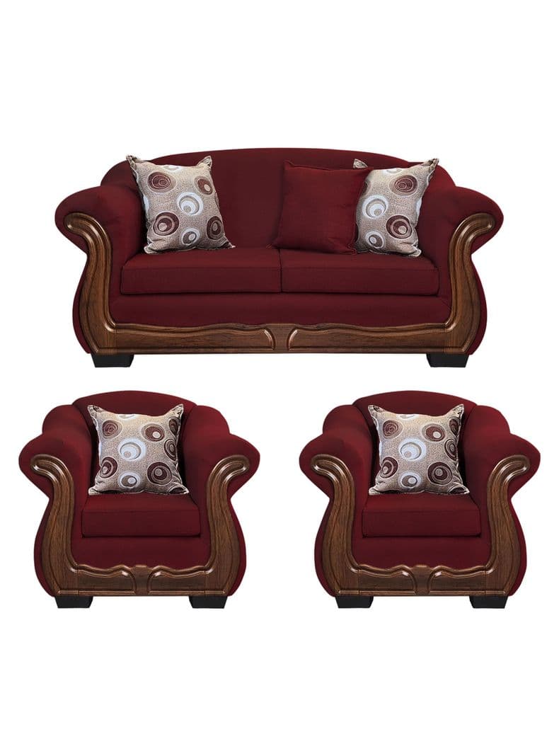 Living Con Resorte Estructural 5 Cuerpos Bufalo 3+1+1 Chenille X Rojo