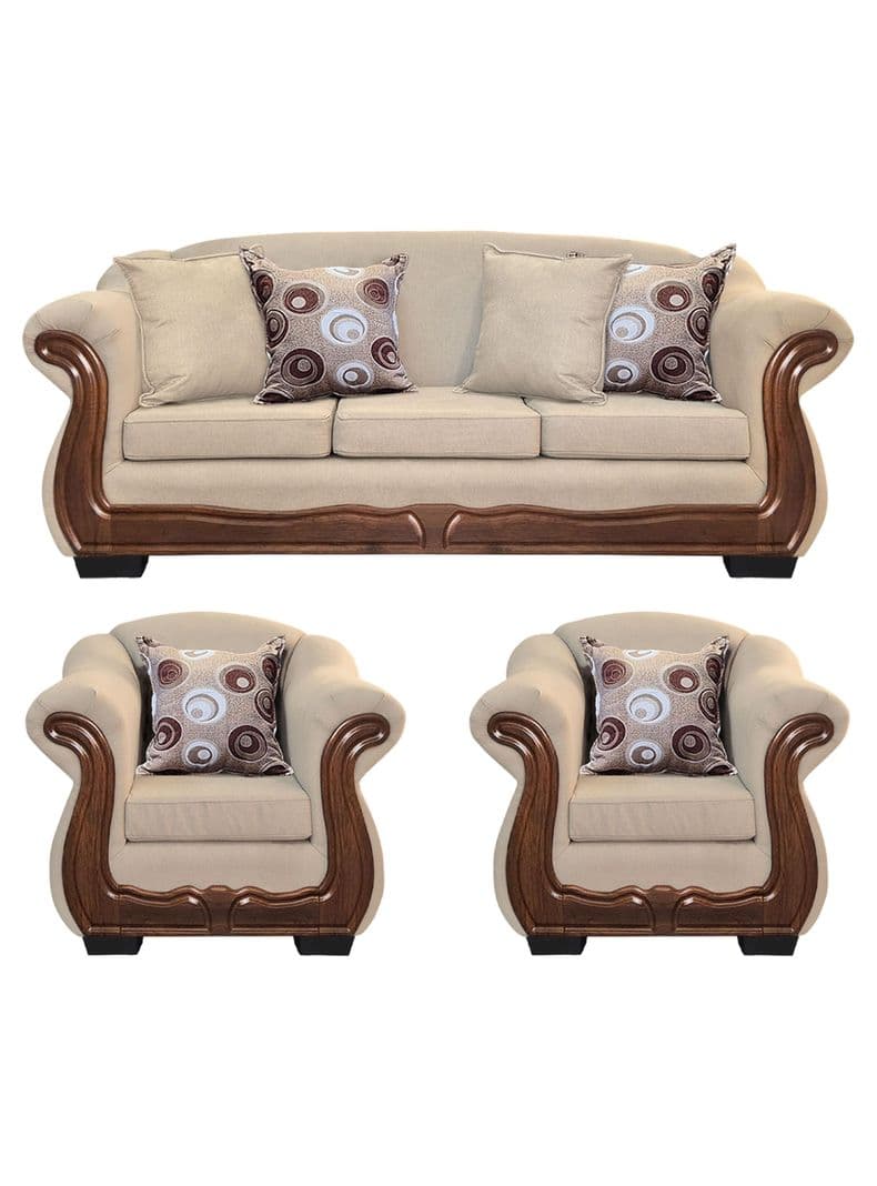 Living Con Resorte Estructural 6 Cuerpos Bufalo 4+1+1 Chenille X Beige