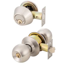 Kit Oister Acceso Plata: Cerradura Cilindrica Acceso + Cerrojo Llave-Llave Gris