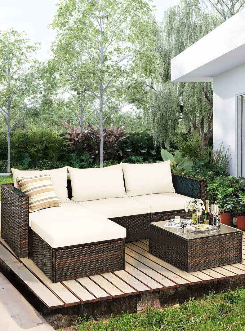 Seccional Intercambiable 3 Cuerpos Terraza Sofa + Mesa Cafe