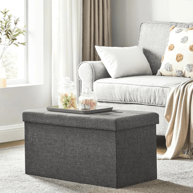Baul Banqueta Takoma Gris | Plegable con Almacenaje