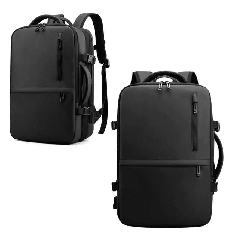Mochila Bolso Expandible 5 Compartimientos, 4 Cierres Negro