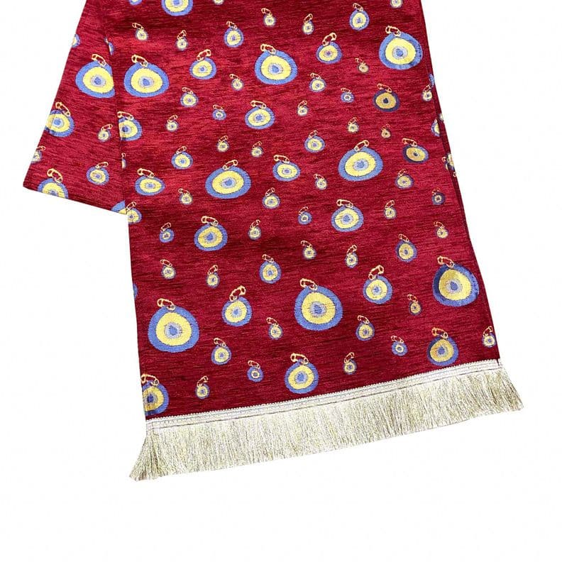 Camino de Mesa con Ojo Nazar rojo 1 m Mantel Turquia, Boho 100 CM